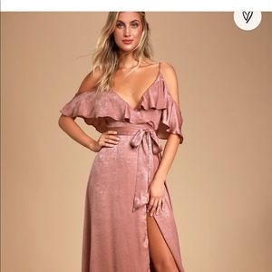 Lulus size l, pink wrap dress
